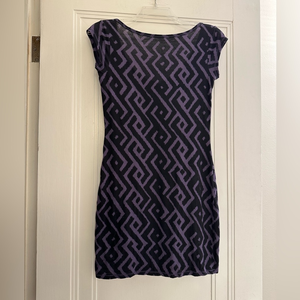 VS Tee Shop Boho Purple and Black Knit Bodycon Dress - XS